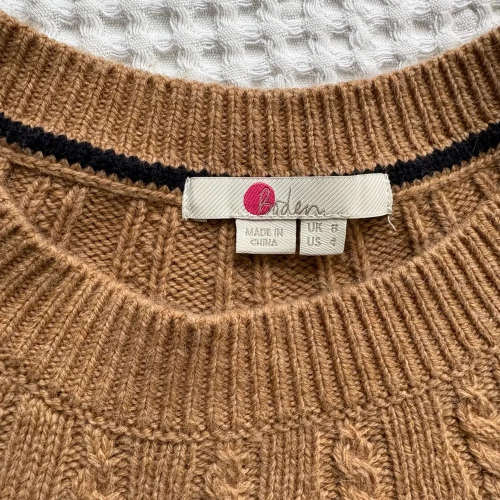 Boden Cynthia Women’s Cable Knit Sweater Dress Camel Tan Wool Blend Size 4 - Picture 3 of 6
